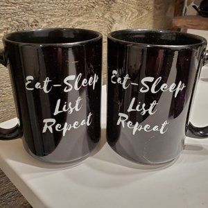 Posh Mugs Gift Set Eat Sleep List Repeat 2pc